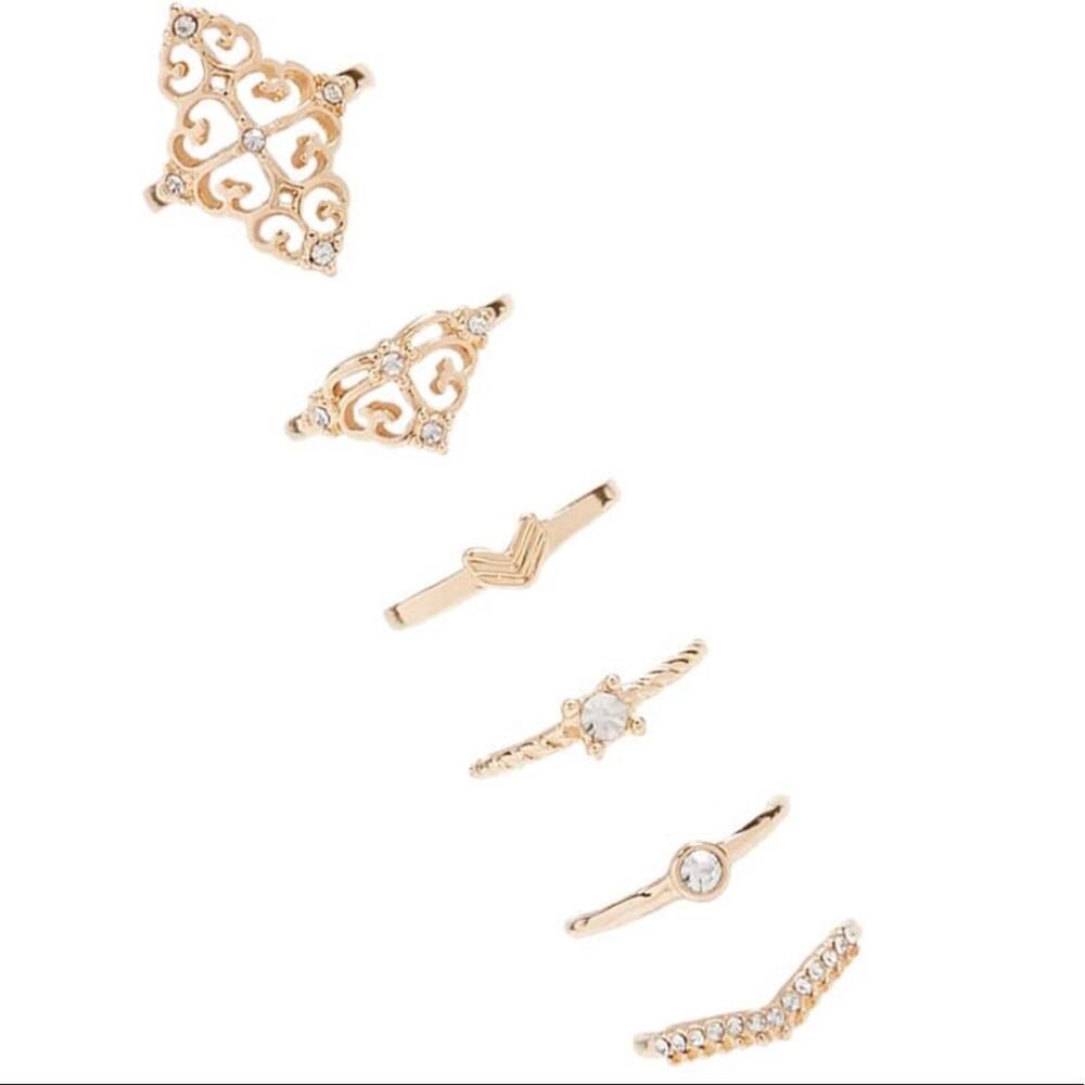 Forever 21 Filigree Gold Ring Set Size 8 Minimalist Chic